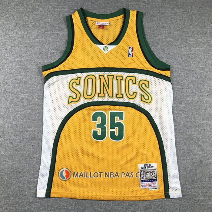 Maillot Enfant Seattle Supersonics Kevin Durant NO 35 Mitchell & Ness 2007-08 Jaune